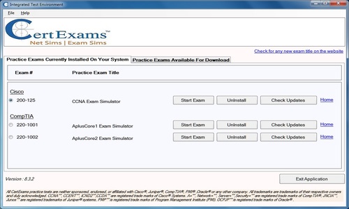 Practice Tests Exam Screen