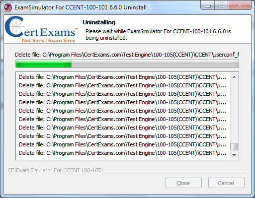 Certexams Exam sims Uninstall Procedure step 4